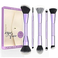 Beasofee Makeup Brushes Premium Synthetic Foundation Powder Concealers Eye Shadows Makeup 5 Pcs Brush Set With Cosmetic Bag(Purple)