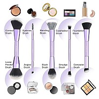 Beasofee Makeup Brushes Premium Synthetic Foundation Powder Concealers Eye Shadows Makeup 5 Pcs Brush Set With Cosmetic Bag(Purple)