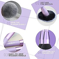 Beasofee Makeup Brushes Premium Synthetic Foundation Powder Concealers Eye Shadows Makeup 5 Pcs Brush Set With Cosmetic Bag(Purple)