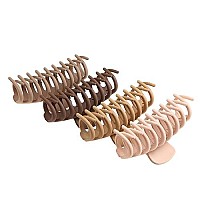 Shalac Large Hair Clips For Thick Hair, 4 Pcs (4 Color Available) Strong Hold, Perfect For Women, Ladies And Girls44 Inch Big Hair Claw For Heavy Hair (Aa Flesh, Wheat, Light Khaki, Chocolate)