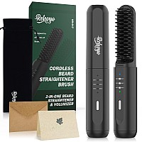 Beard Straightener for Men, REHOYO Portable cordless Hair Straightener, Anti-Scald Heated Beard Brush, Electric Hot comb 3 Temp Settings, Ionic Mini Straightener for Home Travel, gifts for Men Him