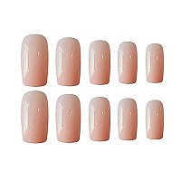 Rikview Press On Nails Medium Fake Nails Square Acrylic Nails Nude Press On Nails 24 Pcsset