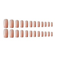 Rikview Press On Nails Medium Fake Nails Square Acrylic Nails Nude Press On Nails 24 Pcsset