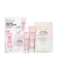 Pacifica Beauty Vegan collagen TrialValue Kit 3-Piece Skin care gift Set Travel Friendly Under Eye Patches, Overnight Face Mask, & Face Washcleanser Vitamin c + E, Hyaluronic Acid Vegan