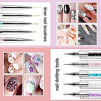 Silpecwee 10Pcs Nail Art Brush Set Dotting Tools For Nails Nail Liner Brush Ombre Nail Brush Nail Clean Up Brush Nail Design Brushes Acrylic Manicure Brush Nail Brushes For Nail Art Nail Painting Kit