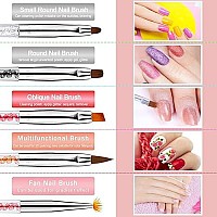 Silpecwee 10Pcs Nail Art Brush Set Dotting Tools For Nails Nail Liner Brush Ombre Nail Brush Nail Clean Up Brush Nail Design Brushes Acrylic Manicure Brush Nail Brushes For Nail Art Nail Painting Kit