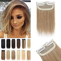 S-Noilite Clip In Hair Extensions For Short Hair 100% Real Human Hair 2Pcs 2 Clips Clip In Hairpieces For Women With Thinning Hair Add Hair Volume 16G 4Inch-Dark Blonde