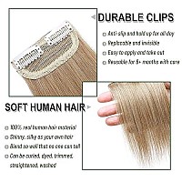 S-Noilite Clip In Hair Extensions For Short Hair 100% Real Human Hair 2Pcs 2 Clips Clip In Hairpieces For Women With Thinning Hair Add Hair Volume 16G 4Inch-Dark Blonde