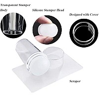 French Nail Stamper, Forsewian Silicone Nail Art Stamping Jelly With Scraper For Diy Nail Decoration