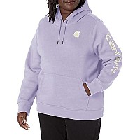 Carhartt Womens Relaxed Fit Midweight Logo Sleeve Graphic Sweatshirt, Soft Lavender Heather, X-Small