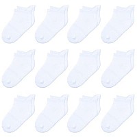 Hyzgb Kids Socks Boys Girls Non Slip With Grippers 5-6-7 Years Old 12 Pairs Cotton Toddler White Ankle Grippy Socks For Little Kids Boys Girls Children 5T-6T-7T Birthday Gifts