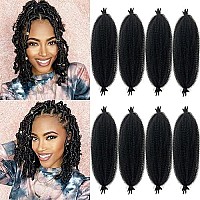 16 Inch Marley Twist Braiding Hair 8 Packs Pre-Separated Springy Afro Twist Hair Extension Kinky Afro Twist Crochet Hair Braids Natural Black Spring Twist For Black Women (16 Inch, 1B)