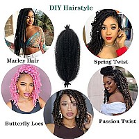 16 Inch Marley Twist Braiding Hair 8 Packs Pre-Separated Springy Afro Twist Hair Extension Kinky Afro Twist Crochet Hair Braids Natural Black Spring Twist For Black Women (16 Inch, 1B)