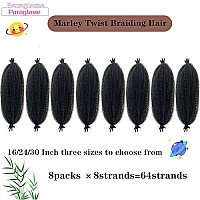 16 Inch Marley Twist Braiding Hair 8 Packs Pre-Separated Springy Afro Twist Hair Extension Kinky Afro Twist Crochet Hair Braids Natural Black Spring Twist For Black Women (16 Inch, 1B)