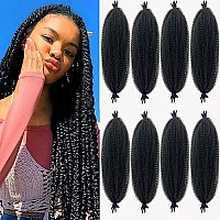 Marley Hair 24 Inch Springy Afro Twist Hair 8 Packs Afro Kinky Braiding Hair, Wrapping Hair For Soft Locs Synthetic Crochet Braids Hair Extension Natural Black For Black Women(24Inch,1B)