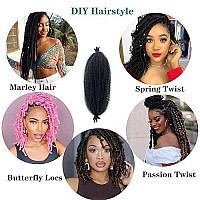 Marley Hair 24 Inch Springy Afro Twist Hair 8 Packs Afro Kinky Braiding Hair, Wrapping Hair For Soft Locs Synthetic Crochet Braids Hair Extension Natural Black For Black Women(24Inch,1B)