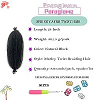 Marley Hair 24 Inch Springy Afro Twist Hair 8 Packs Afro Kinky Braiding Hair, Wrapping Hair For Soft Locs Synthetic Crochet Braids Hair Extension Natural Black For Black Women(24Inch,1B)