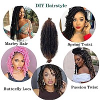 Springy Afro Twist Hair 16 Inch Pre-Separated Marley Twist Braiding 8 Packs Ombre Brown Kinky Marley Twist Hair For Spring Twist Crochet Braids Hair Extension(16Inch,T30)