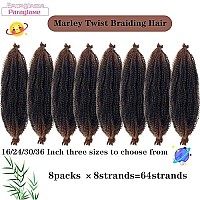 Springy Afro Twist Hair 16 Inch Pre-Separated Marley Twist Braiding 8 Packs Ombre Brown Kinky Marley Twist Hair For Spring Twist Crochet Braids Hair Extension(16Inch,T30)