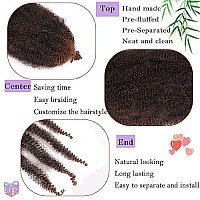 Springy Afro Twist Hair 16 Inch Pre-Separated Marley Twist Braiding 8 Packs Ombre Brown Kinky Marley Twist Hair For Spring Twist Crochet Braids Hair Extension(16Inch,T30)