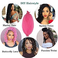 Pink Marley Twist Braiding Hair Pre-Separated Springy Afro Twist Hair 16 Inch Kinky Twist For Faux Locs Crochet Braiding Afro Twist Hair Extensions For Black Women(16Inch(Pack Of 8),Pink)