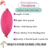 Pink Marley Twist Braiding Hair Pre-Separated Springy Afro Twist Hair 16 Inch Kinky Twist For Faux Locs Crochet Braiding Afro Twist Hair Extensions For Black Women(16Inch(Pack Of 8),Pink)