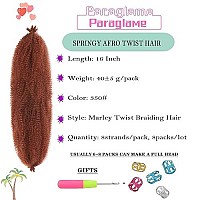 Pre-Separated Marley Twist Braiding Hair 16 Inch Ginger Springy Afro Twist Hair 350 Color For Distressed Butterfly Locs Soft Locs Crochet Hair Extensions For Black Women (8Packs,350)