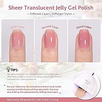 Gaoy Solid Gel Polish Palette, 6 Jelly Nude Pink Colors Uv Light Cure Cream Gel Nail Polish Kit With Nail Brush For Nail Art Diy At Home Or Travel