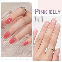 Gaoy Solid Gel Polish Palette, 6 Jelly Nude Pink Colors Uv Light Cure Cream Gel Nail Polish Kit With Nail Brush For Nail Art Diy At Home Or Travel