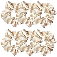 6 Pcs Satin Silk Hair Scrunchies Soft Hair Ties Fashion Hair Bands Hair Bow Ropes Hair Elastic Bracelet Ponytail Holders Hair Accessories For Women And Girls (45 Inch, Beige)