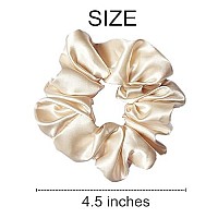 6 Pcs Satin Silk Hair Scrunchies Soft Hair Ties Fashion Hair Bands Hair Bow Ropes Hair Elastic Bracelet Ponytail Holders Hair Accessories For Women And Girls (45 Inch, Beige)