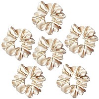 6 Pcs Satin Silk Hair Scrunchies Soft Hair Ties Fashion Hair Bands Hair Bow Ropes Hair Elastic Bracelet Ponytail Holders Hair Accessories For Women And Girls (45 Inch, Beige)