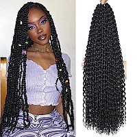 8 Packs Passion Twist Hair 30 Inch Passion Twist Crochet Hair Long Freetress Water Wave Crochet Braiding Hair Extensions (1B)