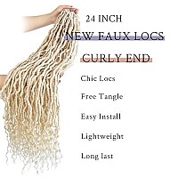 Bohobabe 24 Inch New Faux Locs With Curly End 6 Packs Soft Locs Crochet Hair 72 Strands Long Natural Crochet Braids (6Packs,613)