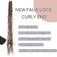 Bohobabe 30 Inch New Faux Locs With Curly End 6 Packs Soft Locs Crochet Hair 72 Strands Long Natural Crochet Braids (6Packs,27)