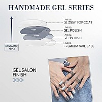 Gel Press On Nails Short, Dark Grey Gray Silver Fake Nails Medium Square Uv Jelly Glue On Nails Jumping Color False Nail Kits Acrylic Stick On Nails For Women Reusable Full Cover - 24Pcs By Glamermaid