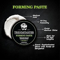 Trendstarter - Forming Paste (4 Ounce) - Medium Hold Medium Shine Hair Products - Water-Based Hair Cream - Premium All-Day Hold Hair Styling Product - Flake-Free Hair Paste For All Hair Types - Free Samples Included - Launched Winter 2023