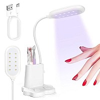 Saviland U V Light For Nails - 30W U V Led Nail Lamp 360A Rotatable Hands-Free Led Lamp 2-In-1 Nail Dryer With Nail Brush Holder Nail Art Curing Lamp For Nail Salon Manicure Home Diy, White