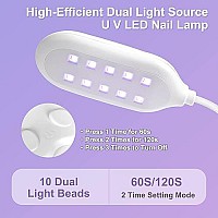 Saviland U V Light For Nails - 30W U V Led Nail Lamp 360A Rotatable Hands-Free Led Lamp 2-In-1 Nail Dryer With Nail Brush Holder Nail Art Curing Lamp For Nail Salon Manicure Home Diy, White