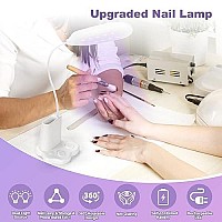 Saviland U V Light For Nails - 30W U V Led Nail Lamp 360A Rotatable Hands-Free Led Lamp 2-In-1 Nail Dryer With Nail Brush Holder Nail Art Curing Lamp For Nail Salon Manicure Home Diy, White