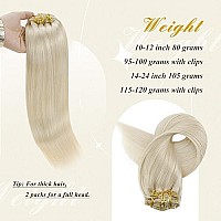 Full Shine Blonde Clip In Hair Extensions Human Hair Platinum Blonde Hair Clip In Extensions 7 Pcs 80 Grams Invisible Clip In Human Hair Blonde Human Hair Extension Clip Ins Remy Straight 12 Inch