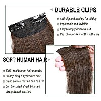 S-Noilite Clip In Hair Extensions For Short Hair 100% Real Human Hair 1Pcs 2 Clips Clip In Hairpieces For Women With Thinning Hair Add Hair Volume 15G 10Inch-Medium Brown