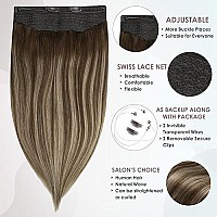 Full Shine Secret Hair Extensions Real Human Hair Fish Line Wire Human Hair Layered Hairpiece For Women Dark Brown Balayage To Brown Mix Caramel Blonde 90 Grams Adjustable 16 Inch