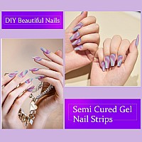 Dukasou Semi Cured Gel Nail Strips, 28Pcs Real Nail Polish Art Stickers/Wraps With Uv/Led Light, Includes Prep Pads, Nail File & Wood Stick, Sticker Nails For Women Girls Kids Diy Decorations Birthday Party Favor Gifts(Colorful)