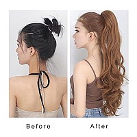 Jhzsjf Drawstring Ponytail Extension Clip In Pony Tail Extensions , 28 56 Oz Long Curly Wavy Pony Tails Hair Extensions Natural Synthetic Hair Piece Extension For Blonde Women Girls Dark Blonde