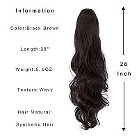 Jhzsjf Drawstring Ponytail Hair Extensions,Long Wavy Wrap Around Synthetic Heat Resistant Pony Tail Hairpiece 28 56 Oz For Women Girls Black Brown