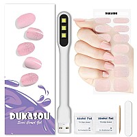 Dukasou Semi Cured Gel Nail Strips, 28Pcs Real Nail Polish Art Stickers/Wraps With Uv/Led Light, Includes Prep Pads, Nail File & Wood Stick, Sticker Nails For Women Girls Kids Diy Decorations Birthday Party Favor Gifts(Skin)