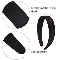 Siquk 18 Pieces Satin Headbands Black Hard Headband 1 Inch Wide Non-Slip Hair Headband Diy Black Headbands For Women