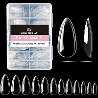 Una Gella Almond Fake Nail Tips - 216Pcs Medium Almond Press On Nails Pre-Shape Almond Gel Nail Tips For Full Cover Acrylic Almond Nails False Nails For Nail Extension Home Diy Nail Salon 12 Sizes False Gelly Tips