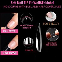 Una Gella Almond Fake Nail Tips - 216Pcs Medium Almond Press On Nails Pre-Shape Almond Gel Nail Tips For Full Cover Acrylic Almond Nails False Nails For Nail Extension Home Diy Nail Salon 12 Sizes False Gelly Tips